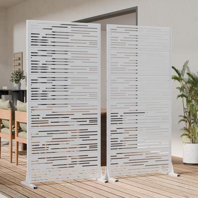 Lagom Yard Outdoor 2 Panels Metal Freestanding Privacy Fence for Deck Poolside Garden Backyard