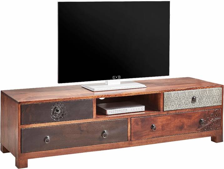 Lowboard GOODPRODUCT Mahar , bunt (braun, bunt), B:150cm H:40cm T:40cm, Sideboards, Lowboard, Kommode mit Metallfronten, Breite 150 cm
