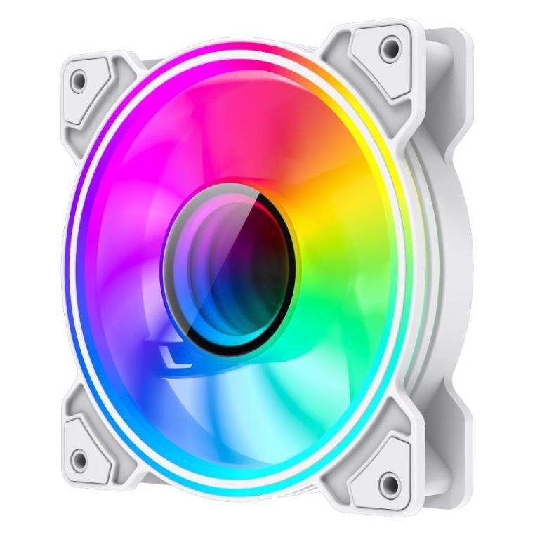 GameMax Infinity 12cm ARGB Dual Ring Case Fan, Rifle Bearing, Infinity Mirror Effect, 24 LEDs, Anti-Vibratio (120 mm) (DUAL RING INFINITY WH)