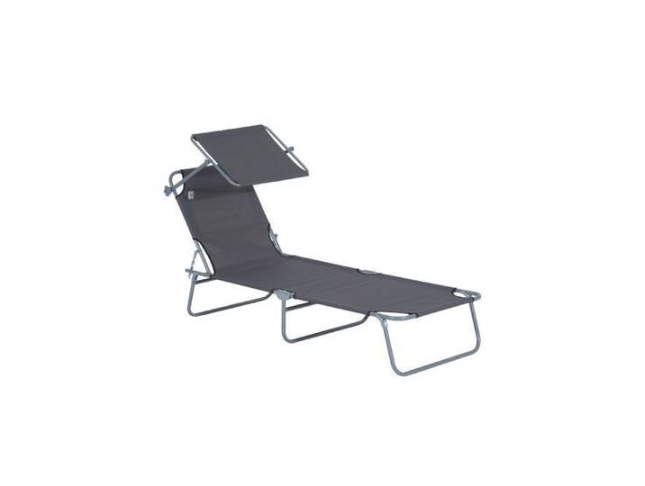 Chaise longue pliante - FurnitureR - Toit solaire réglable - Tissu Oxford durable - Châssis métal revêtu