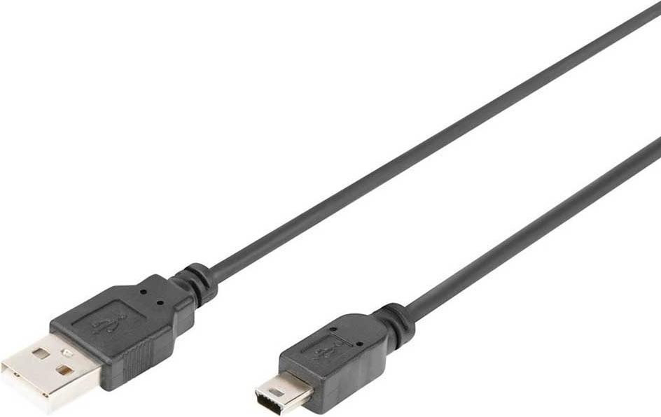 DIGITUS USB 2.0-kabel Type A naar Mini-B, 3 meter, zwart