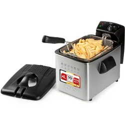 Domo DO465FR - Frituurpan - 4L - 3000W - Koude zone - RVS, Fritteuse, Silber
