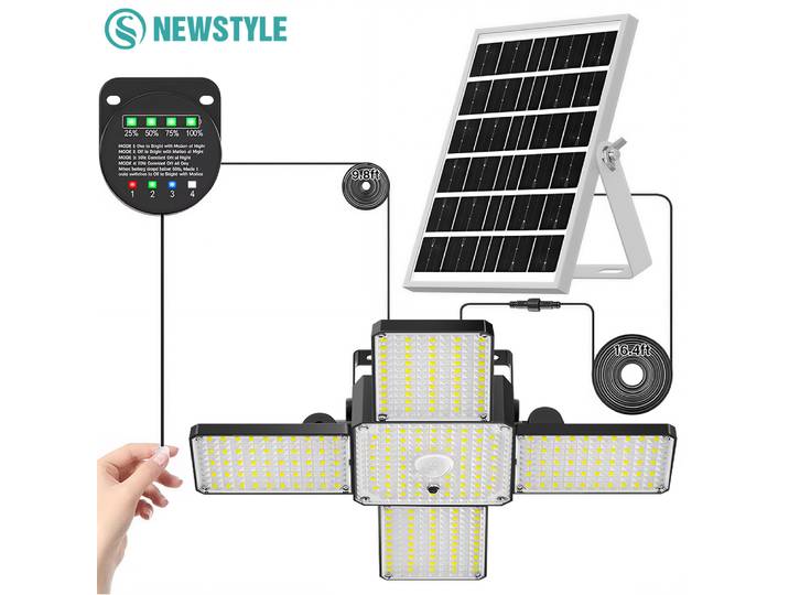 Lampe Solaire Suspendue Extérieure avec Cordon de Tirage et Détecteur de Mouvement, 268 LED, 4 Modes, Étanche pour Garage, Cour, Poulailler