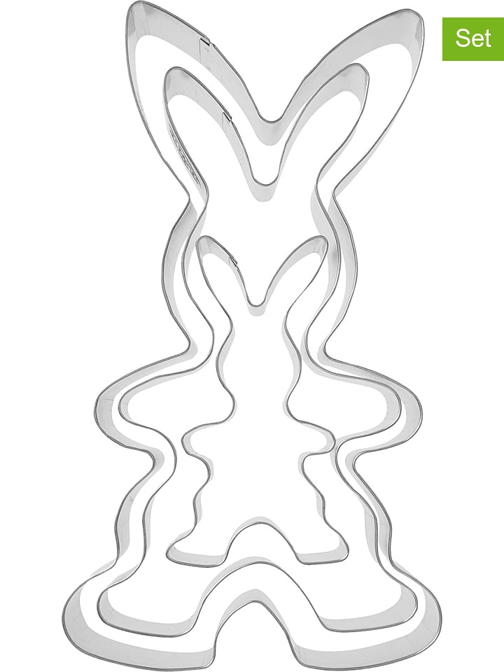 Dr. Oetker 3er-Set: Ausstecher "Goldiges Ostern - Hasenfamilie" in Silber - 2x 3 Stück - onesize