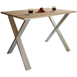 VCM, Esstisch, Holz Esstisch Xona X Silber (110 x 50 x 76 cm)