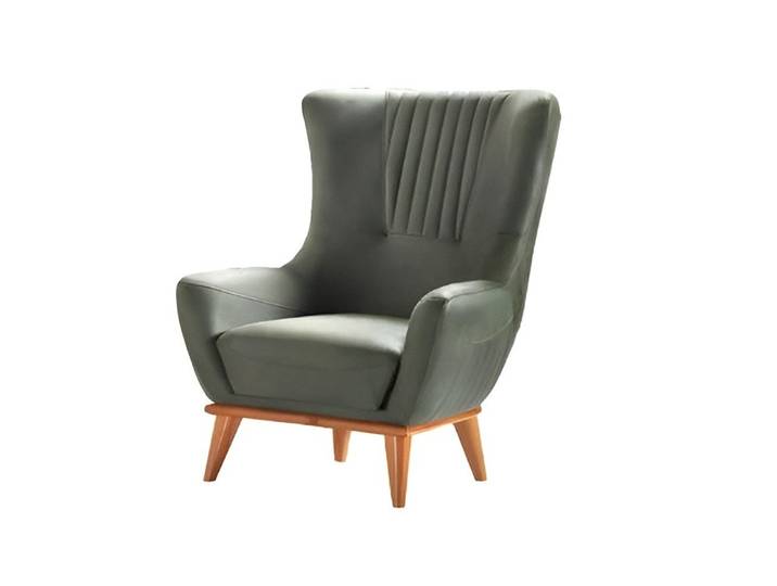 JVmoebel Loungesessel Wartezimmersessel Grau Leder mit Holzgestell für Hotel Lobby (Packung, 1-St., Wartezimmersessel in Grau für Hotel-Lobbys), Made in Europe