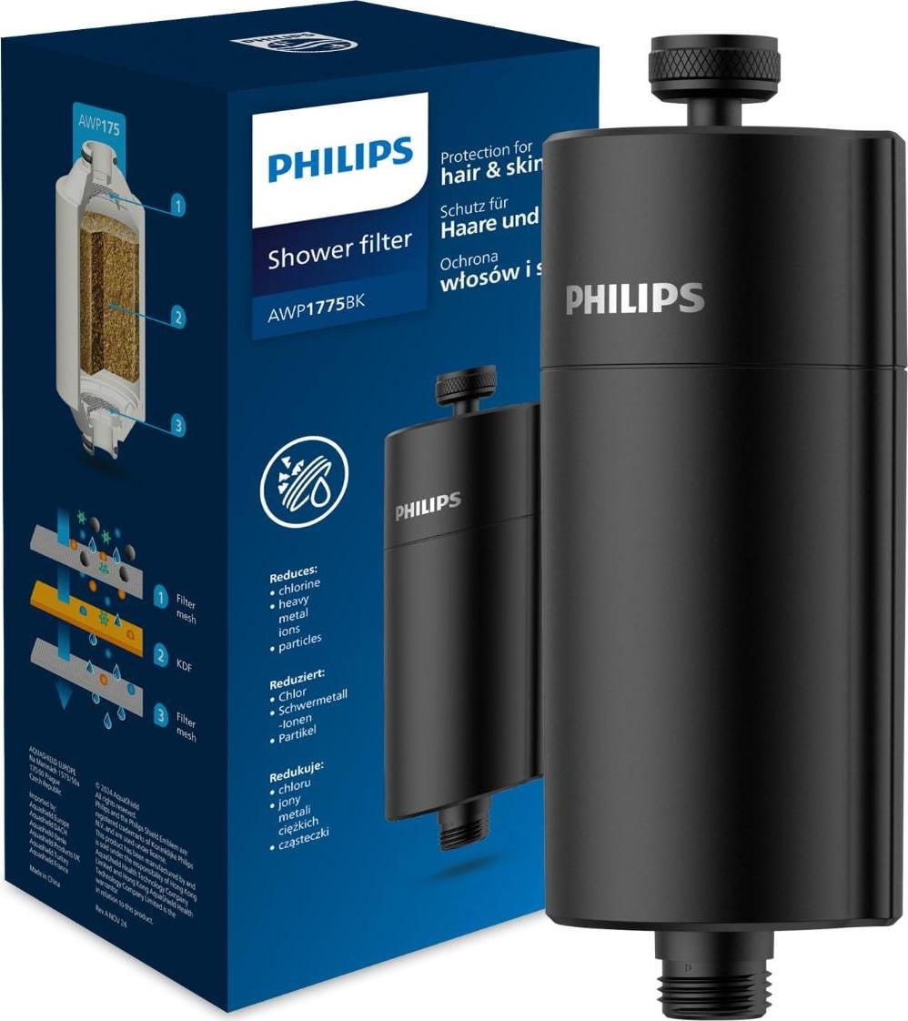 Philips AWP1775BK/10 Inline-douchefilter, zwart