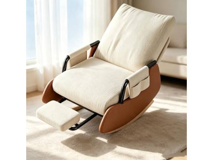 Fernsehsessel Relax für Wohnzimmer und Schlafbereich Sanfte Schaukelbewegung kombiniert mit integrierter Fußablage für ausgewogenen Sitzkomfort.