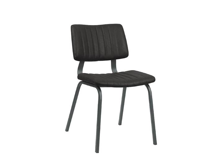 LABEL51 Eetkamerstoel Gusto - Zwart - Kunstleder - Zwart Metaal