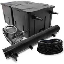 Wiltec, Brunnen + Gartenteich, Filter Set Bio Teichfilter 60000l 72W UVC Teichklärer Pumpe Schlauch 25m 068
