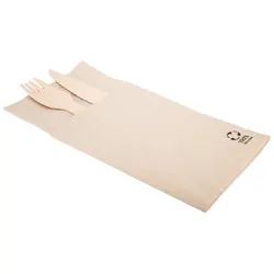 WISEFOOD 50 Stück - Papier Besteckservietten mit Fach - rechteckig braun 20 x 10 cm 2-lagig 1/8 Faltung