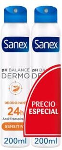 Sanex Desodorante Dermo Sensitive 24H Antitranspirante Duplo 2 Unds 200 ml