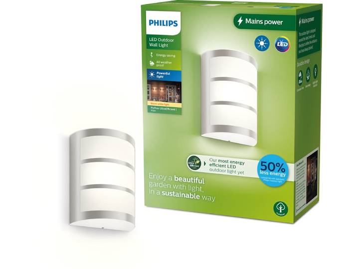 Philips Python wandlamp - Ultra Efficient - RVS - 3\,8W