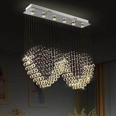 Kristall Kronleuchter Herz Design heiße K9 Rechteck Hängelampe für Wohnzimmer Esszimmer Welle Kristall Kronleuchter Bar Insel Schrank Lampe Decke Pendelleuchten