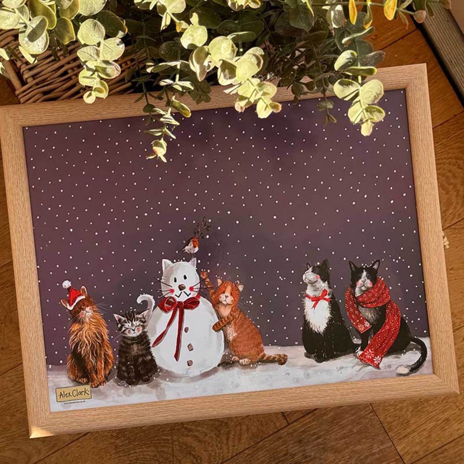 Alex Clark Christmas Lap Tray - Cats And Snowman