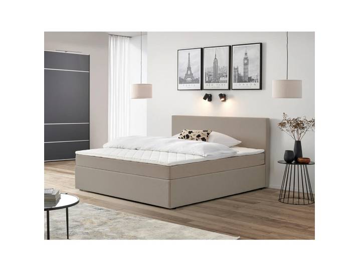 P & B Boxbett, Sandfarben, Kunststoff, H2, 180x200 cm, Schlafzimmer, Bett, Doppelbetten