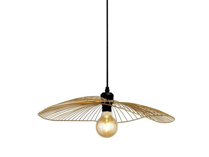 Hängeleuchte Wave Wire, Schwarz, Goldfarben, Metall, 51x120x70 cm, Lampen & Leuchten, Innenbeleuchtung, Hängeleuchten, Pendelleuchten