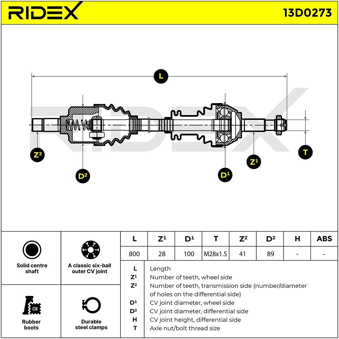 RIDEX 13D0273 Drive shaft