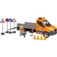 02677 MB Sprinter Kommunal mit Light & Sound Modul, Modellfahrzeug orange, Inkl. Fahrer und Zubehör
