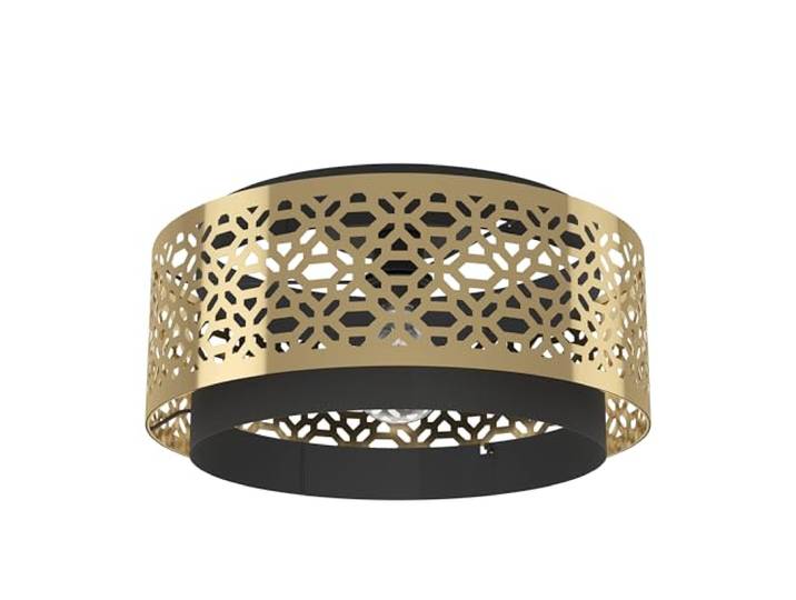 Eglo Plafonnier Sandbach\, lampe de plafond élégante\, luminaire en saillie pour chambre et salon\, métal en laiton et noir\, douille E27\, Ø 42 cm