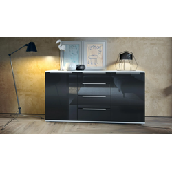 SIDEBOARD Porto Schwarz Hochglanz