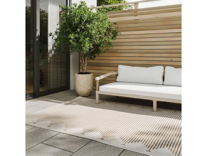 benuta Basic In- & Outdoor Teppich Kaleo - Beige 240x350 cm - Geometrische Muster - Wetterfest & UV-beständig für Balkon, Terrasse, Garten, Küchenteppich & Wohnzimmerteppich - Leicht zu Reinigen