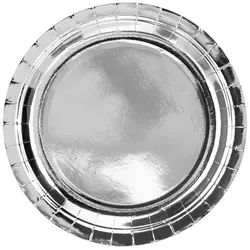 PartyDeco 6 grosse Teller Silber Folie