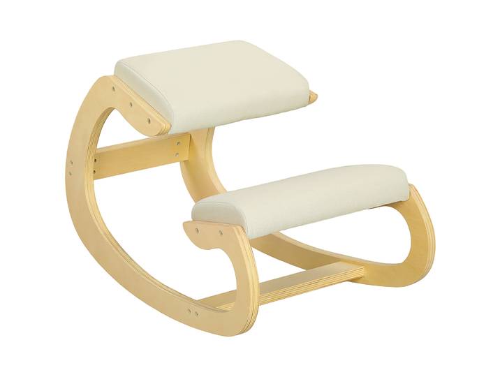 Homcom Chaise ergonomique à genoux Chaise à genoux en bois Tabouret ergonomique Coussin rembourré 55X85X55 cm Crème