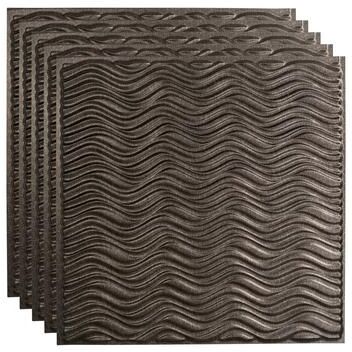 Fasade FASÄDE Current Decorative Vinyl 2ft x 2ft Lay in Ceiling Panel in Smoked Pewter (5 Pack)