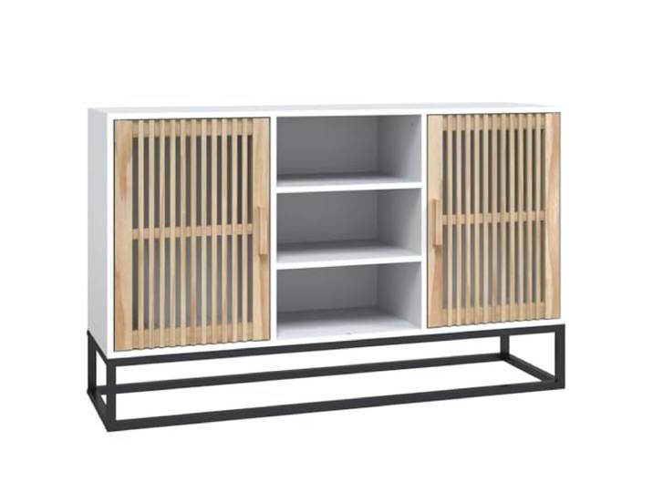 KGFHERENB Sideboard Weiß 105x30x65 cm Kommode Anrichte aus Holzwerkstoff Kompakter Mehrzweckschrank mit stabilen Eisenbeinen und Holztüren für Wohnzimmer, Flur oder Schlafzimmer.