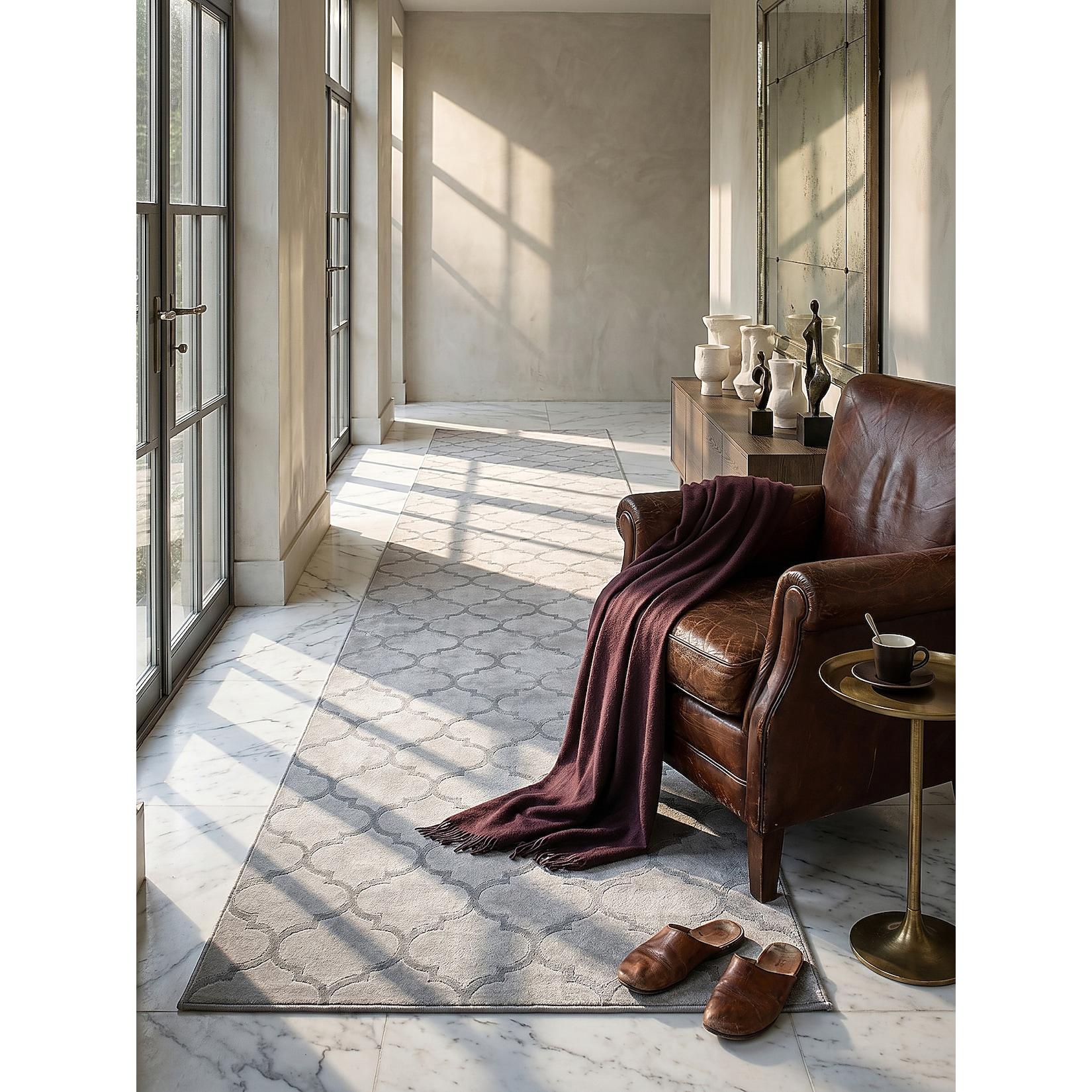 Läufer Kurzflor Grau 80x300 cm - ERESMA Kadima Design