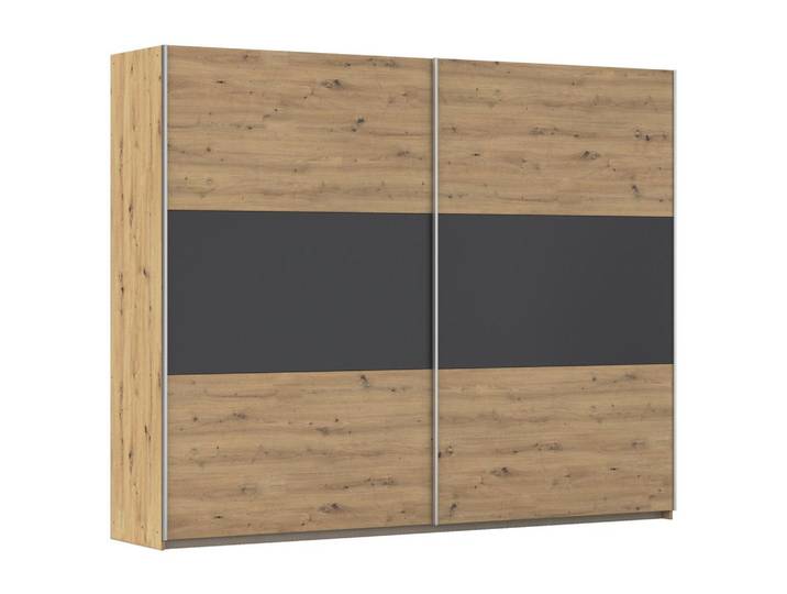 Schwebetürenschrank 261cm Foster, Grau/Eiche