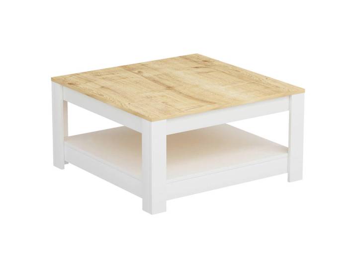 Livetastic Couchtisch Manama, Weiß, Eiche, quadratisch, 89x45x89 cm, Wohnzimmer, Wohnzimmertische, Couchtische