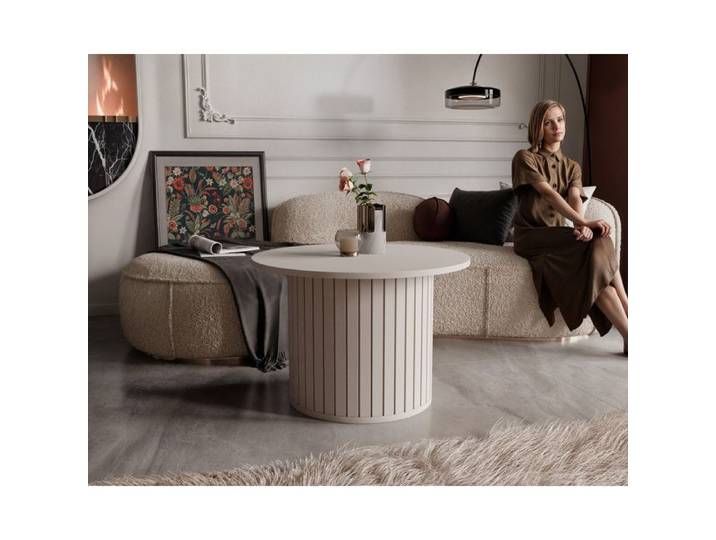 Table basse Rond SENTO - Table de salon - 70x46 7 cm - Cachemire