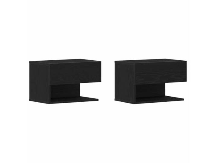 Heofavd Nachttisch 2er Set Schwarz Eichen-Optik 46x30x30 cm