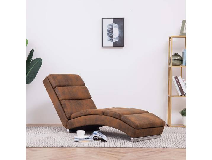 vidaXL Chaiselongue Braun Wildleder-Optik