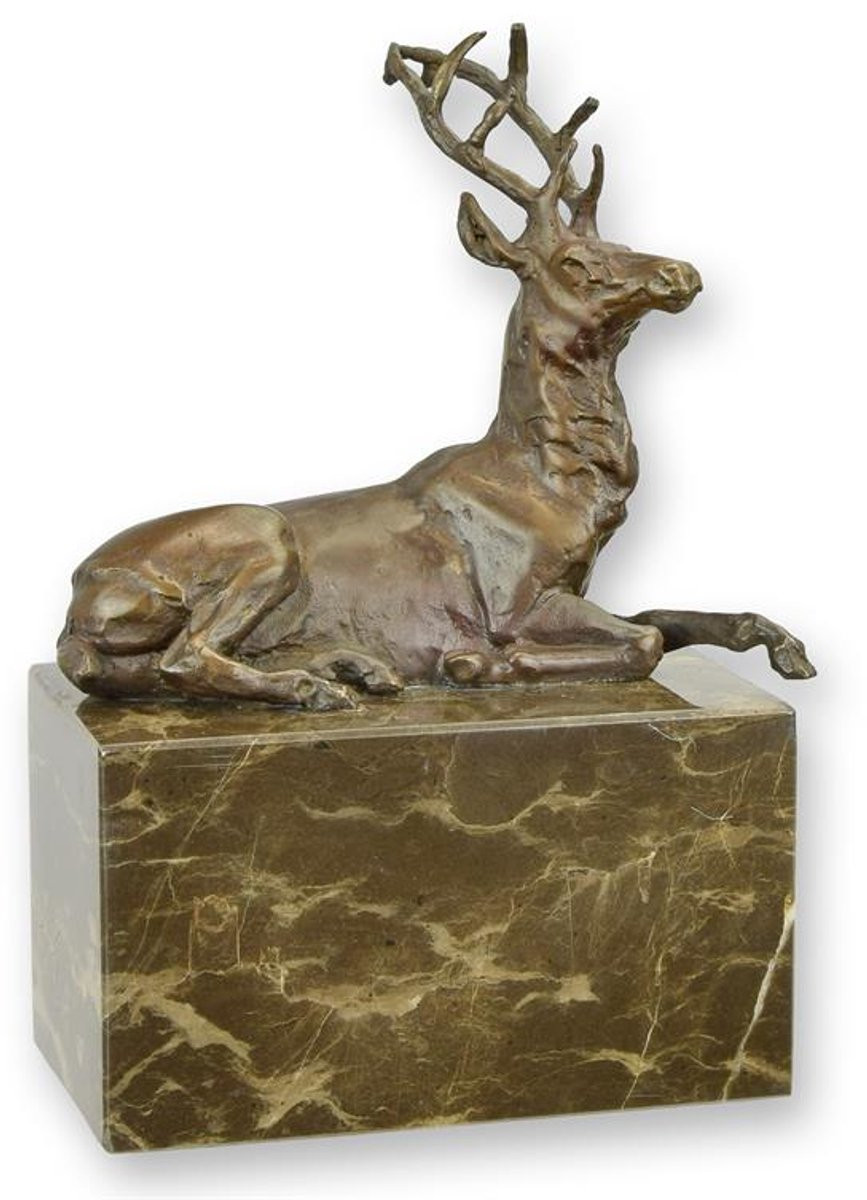 Bronzen sculptuur van een hert, Hoogte: 18,5 cm