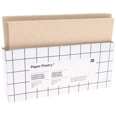 Kartenset B6, Recyclingpapier cappuccino, MIX