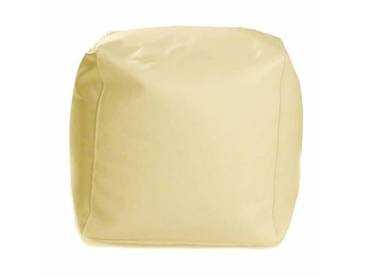 Pouf cube rembourré tabouret carré en cuir synthétique siège décoratif intérieur extérieur Beige E2 50x50x50