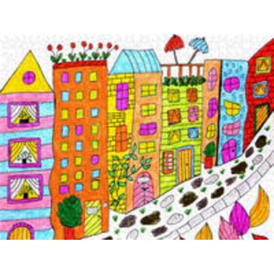 CALVENDO Puzzle Bunte Hochhäuser 1000 Teile Puzzle quer | 1000 Teile Lege-Größe 64 × 48 cm Foto-Puzzle für glückliche Stunden