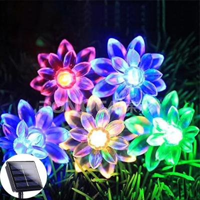 Uplift Picks Solar Lotus Sakura Flower String Lights For Enchanting Outdoor Garden Decor mixed Color 6.5 M 30 Leds lotus Flower