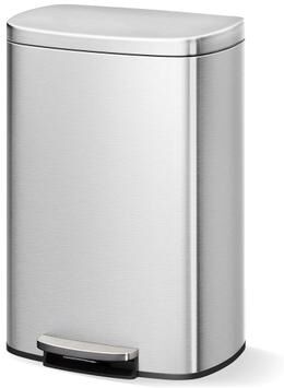 YUN Step-On Stainless Steel Kitchen Trash Can, Soft Close Lid, Removable Inner Bucket