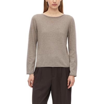 Strickpullover S.OLIVER, Damen, Gr. 38, beige (toffee), Strick, Obermaterial: 50% Baumwolle, 50% Viskose, normal hüftbedeckend, U-Boot-Ausschnitt, Pullover Strickpullover, mit U-Boot-Ausschnitt