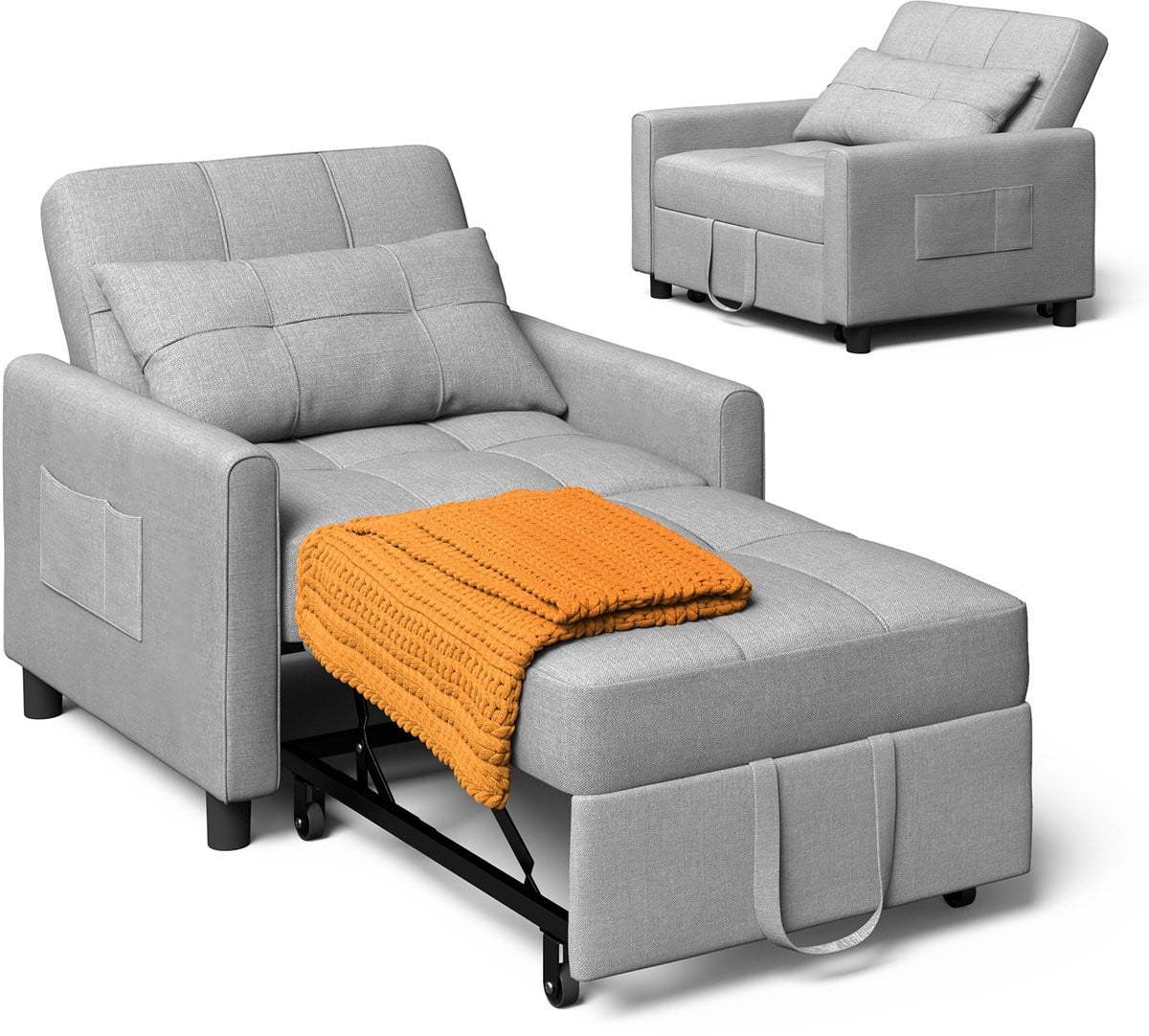 Xbro 3-in-1 Slaapstoel Multifunctionele Relaxstoel en Bed met Verstelbare Rugleuning en Opbergtas