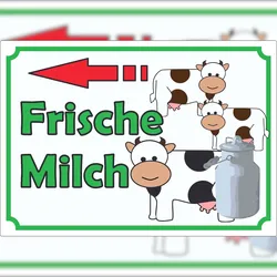 HB-Druck Werbeaufkleber Aufkleber Frische Milch mit Pfeil nach links A1 (594x841mm)
