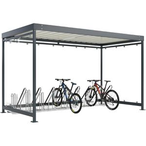 WSM Fahrradunterstand Pro Köln Bike K4 4702 XBF, anthrazit, 3 Wände aus Glas, 420 x 217cm (B/T), mit Fahrradständer