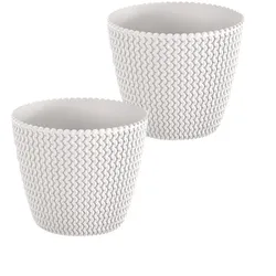 POWERTEC GARDEN 2er-Set Blumentopf in Strickoptik, ca. 11,5 Liter - Weiß