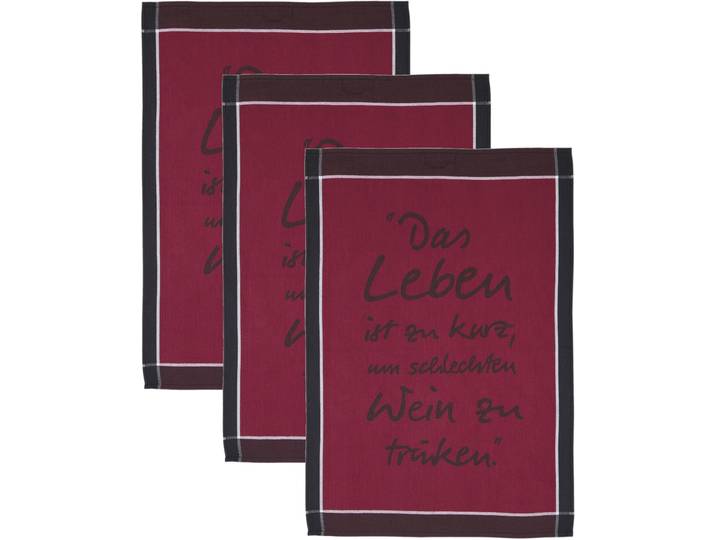 Geschirrtuch ROSS Das Leben ist zu kurz um schlechten Wein zu trinken , rot, B:50cm L:70cm, 100% Baumwolle, Geschirrtücher, Geschirrtuch, Sprüchetuch, aus 100% Baumwolle
