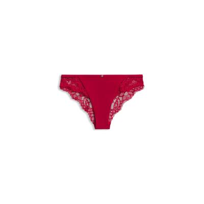 Slip BOSS "BRIEF BLOSSOM", Damen, Gr. S, rot (bright rot 621), Microfaser, Obermaterial: 88% Polyamid, 12% Elasthan, unifarben, körpernah, Unterhosen Slip, mit Spitze, Label-Anhänger