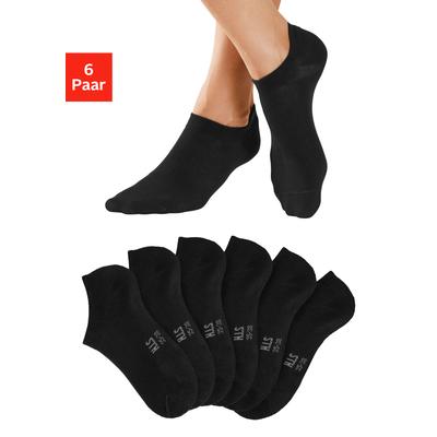 Sneakersocken H.I.S "Damen Herren Unsichtbare Sneaker Socken, Loafer Socken", Herren, Gr. 35-38, schwarz (6x schwarz), Baumwollmischung, unifarben, elastisch, Socken Sneakersocken, mit besonders kurzem Schaft